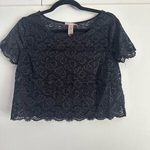 **3 for $15**La SENZA Black Boxy Crop Blouse with Embellished Lace